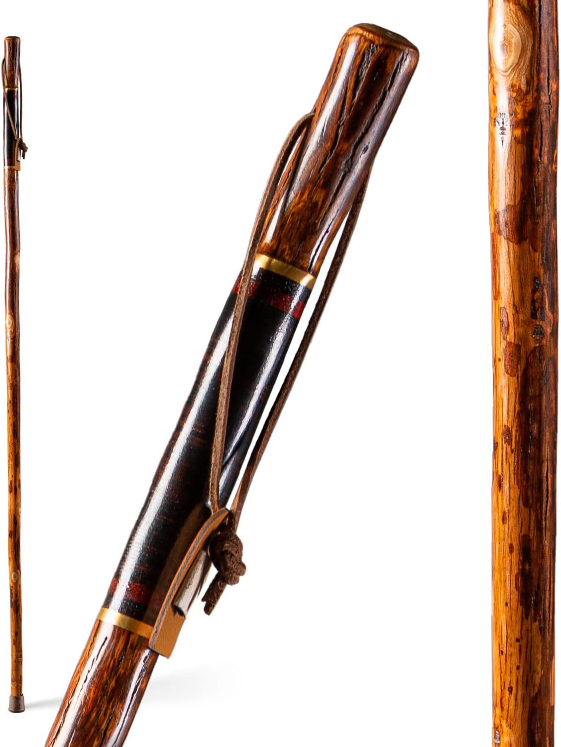 Brazos Rustic Wood Walking Stick, Hickory, Traditional Safari Style Handle, for Men & Women, Made in The USA