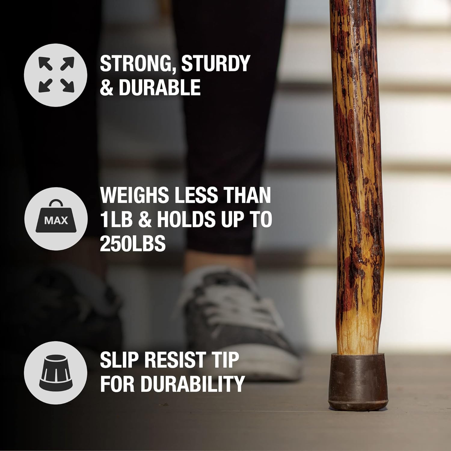 Brazos Rustic Wood Walking Stick, Hickory, Traditional Safari Style Handle, for Men & Women, Made in The USA - Image 5